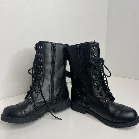 SODA COMBAT BOOTS Black strappy size 3 - Picture 3 of 7